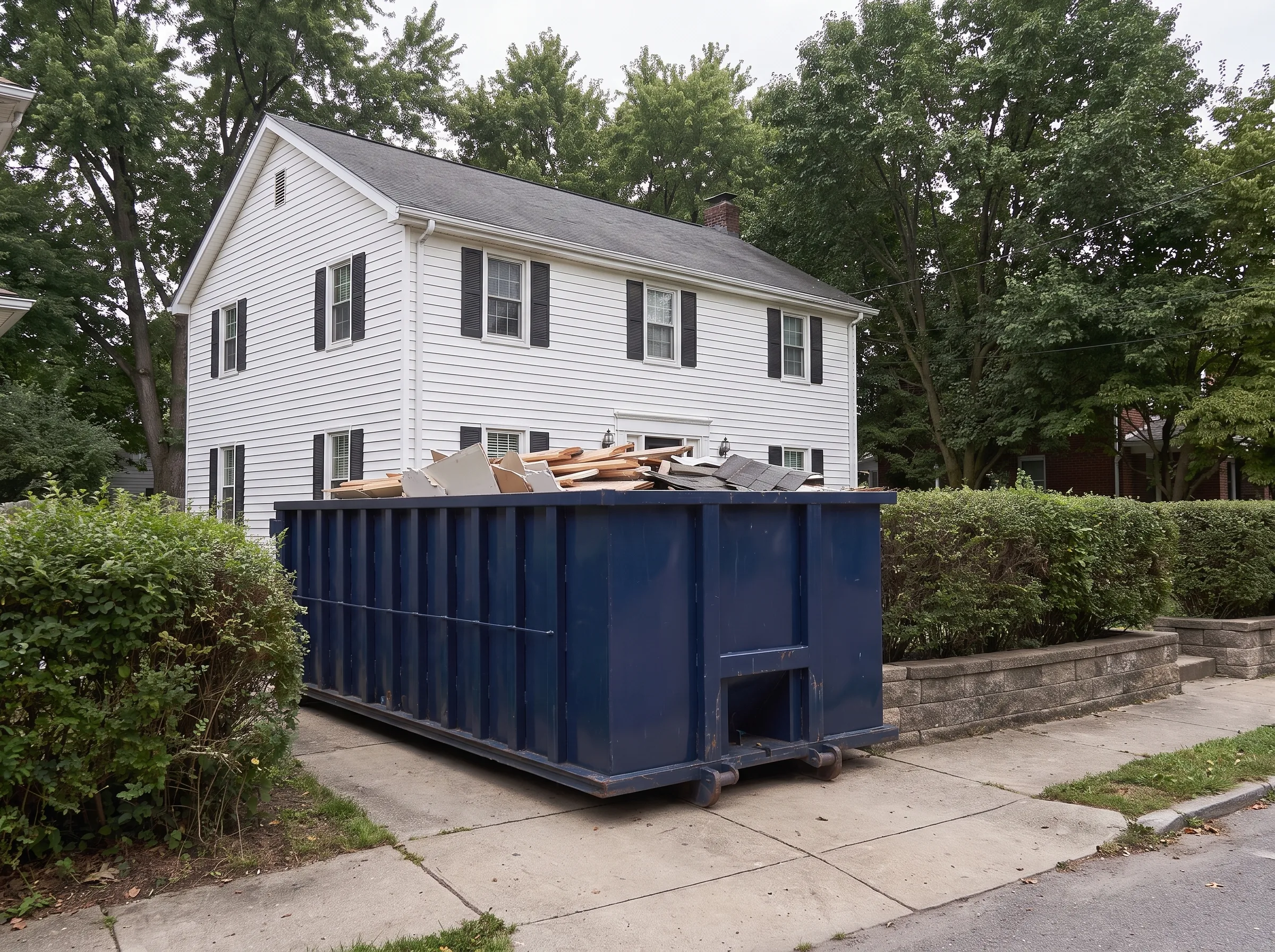 Roll-off dumpster being loaded in Ocean County, NJ